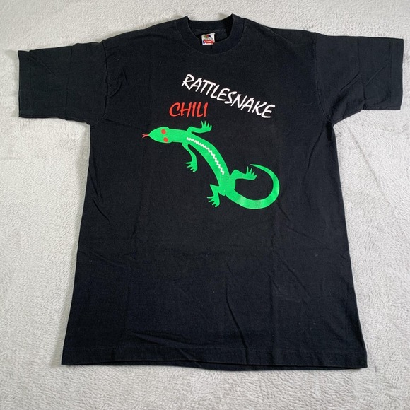 Fruit of the Loom Other - Vintage Fruit Of The Loom Rattlesnake Chili Shirt Mens Large Black Lizard 90s